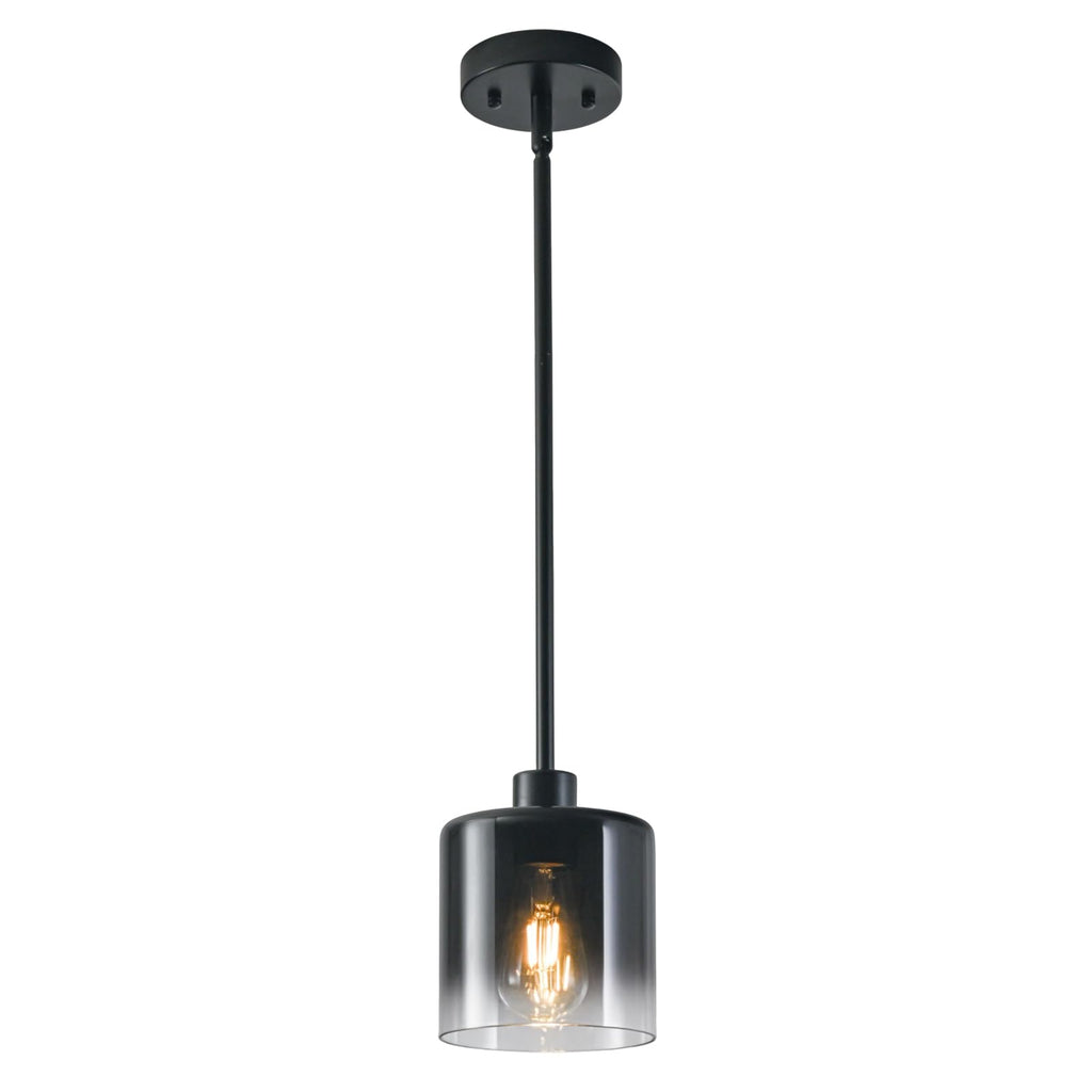 2-Pack Black Pendant Light Fixtures, Adjustable Modern Pendant Lights for Kitchen Island, Industrial Glass Pendant Lights for Dining Table Hallway Bedroom Living Room