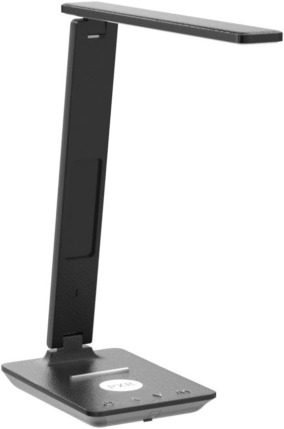LED Desk Lamp with Wireless Charger, USB Charging Port, Table Lamp with Clock, Alarm, Date, Temperature, Desk Lamps for Home Office,Black