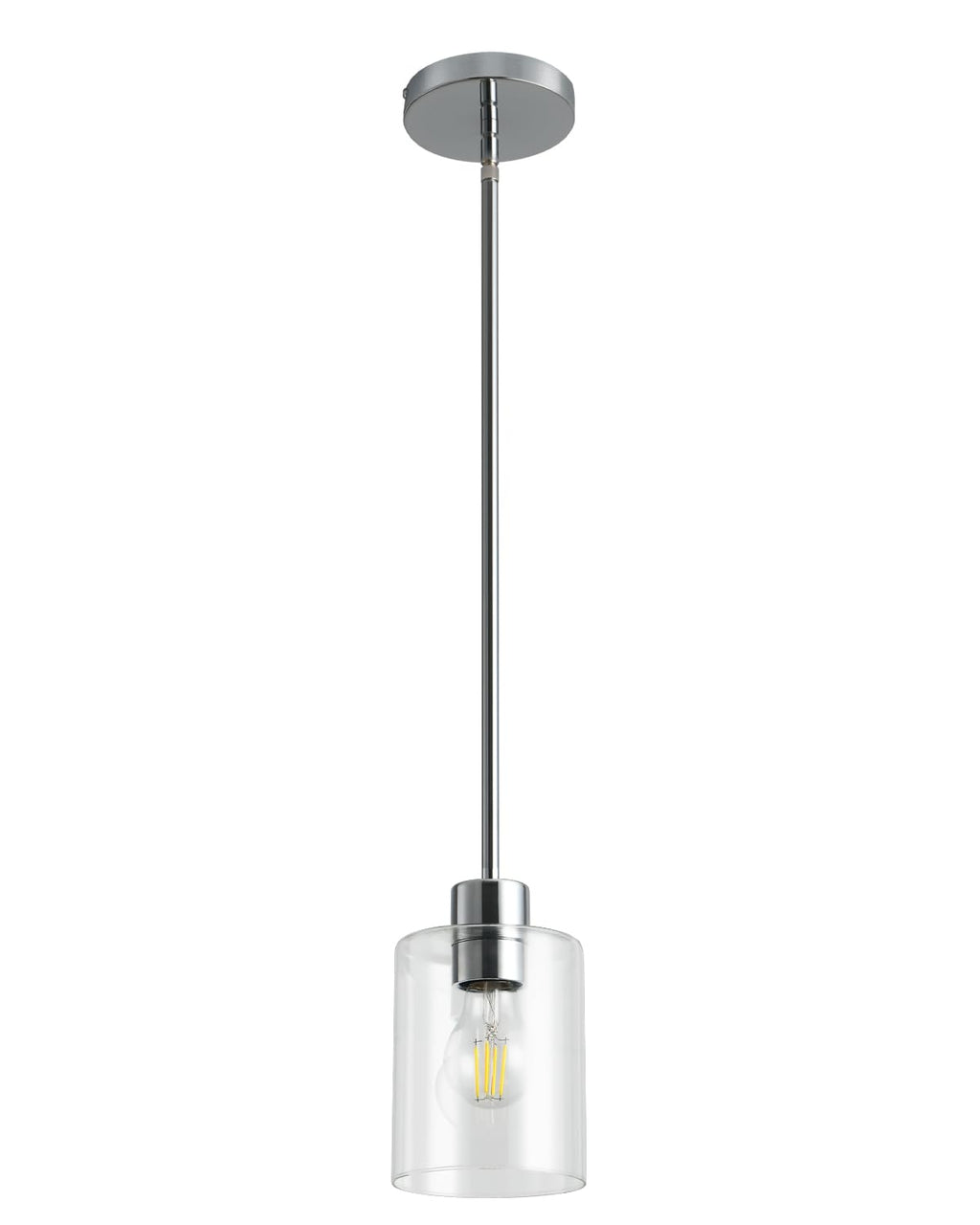 Modern Black Farmhouse Clear Glass Cylinder Pendant Light Fixture,Island Lights for Kitchen,Mini Pendant Lighting for Kitchen Island Decor - 4.75 Inch Shade 58 Inch Cord (Black 2 Pack)