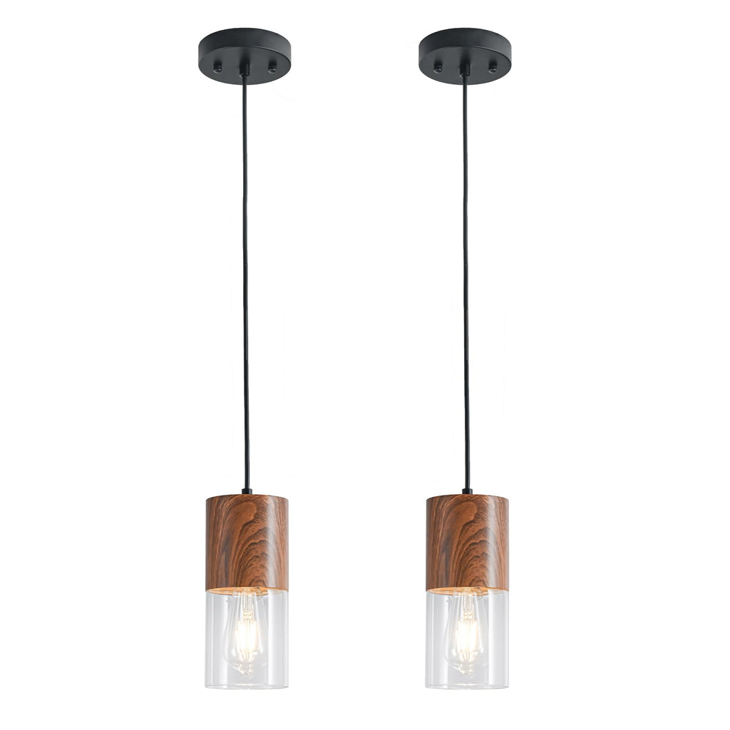 2-Pack Black Pendant Light Fixtures, Adjustable Modern Pendant Lights for Kitchen Island, Industrial Glass Pendant Lights for Dining Table Hallway Bedroom Living Room