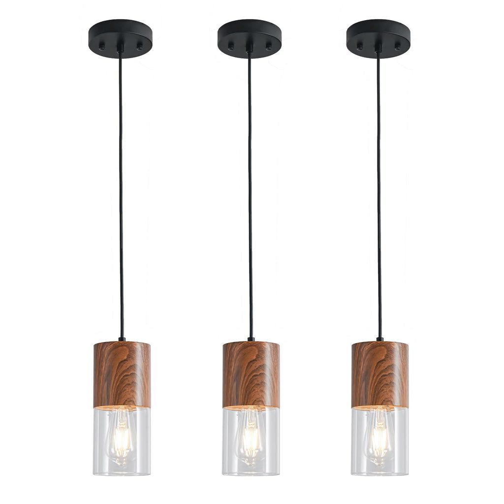 2-Pack Black Pendant Light Fixtures, Adjustable Modern Pendant Lights for Kitchen Island, Industrial Glass Pendant Lights for Dining Table Hallway Bedroom Living Room