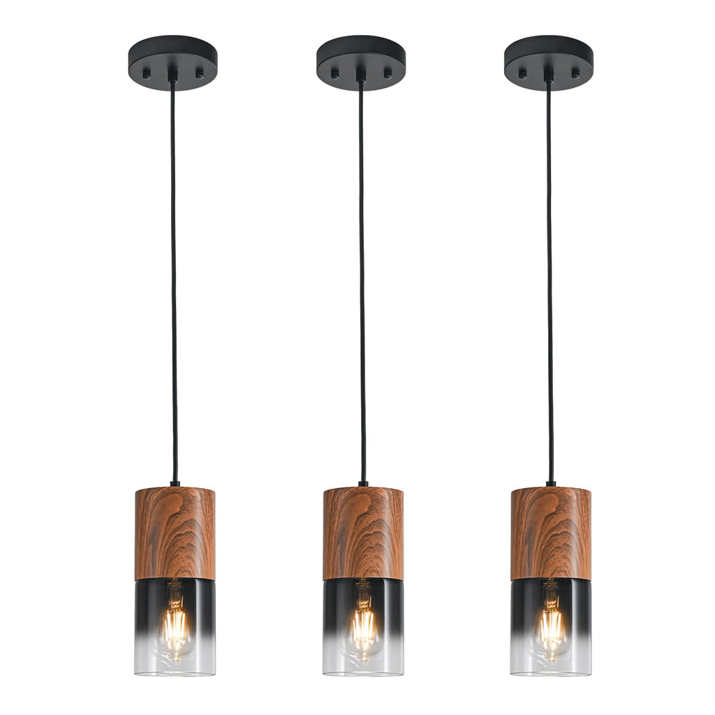 2-Pack Black Pendant Light Fixtures, Adjustable Modern Pendant Lights for Kitchen Island, Industrial Glass Pendant Lights for Dining Table Hallway Bedroom Living Room
