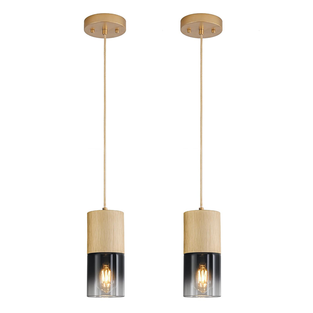 2-Pack Black Pendant Light Fixtures, Adjustable Modern Pendant Lights for Kitchen Island, Industrial Glass Pendant Lights for Dining Table Hallway Bedroom Living Room