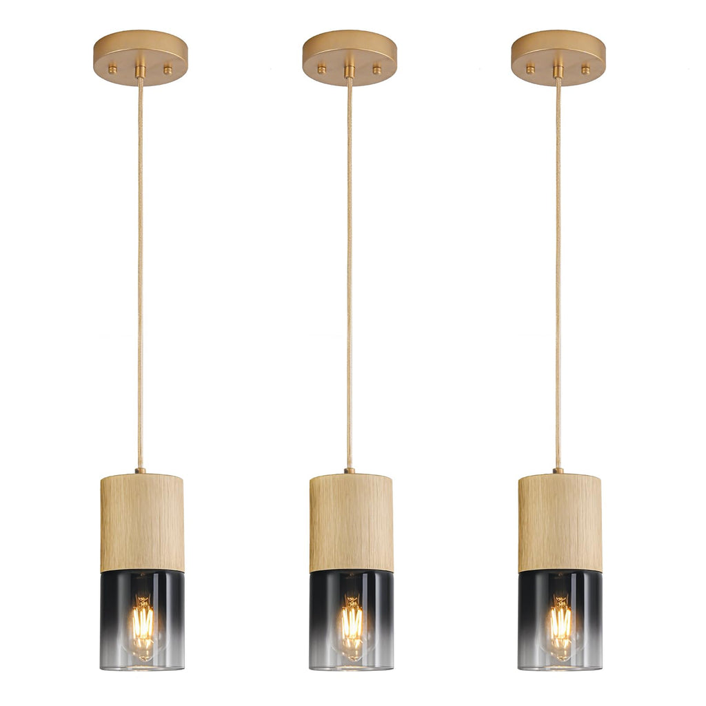 2-Pack Black Pendant Light Fixtures, Adjustable Modern Pendant Lights for Kitchen Island, Industrial Glass Pendant Lights for Dining Table Hallway Bedroom Living Room