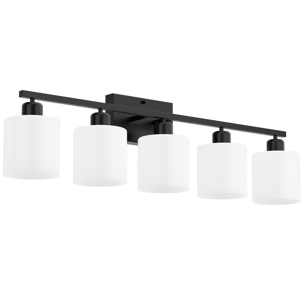 Bathroom Light Fixtures Over Mirror Brushed Nickel, Rustproof 3-Light Bathroom Vanity Lights, 18 Inches Modern Wall Sconces E26 Base, Milky White Glass Shades, Bulbs Not Included
