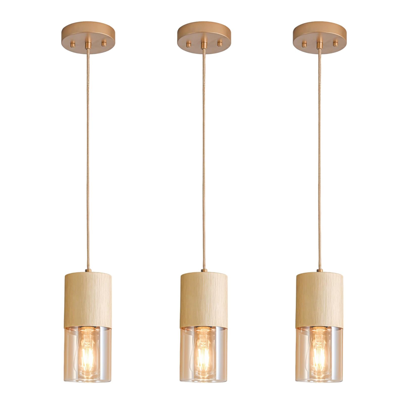 2-Pack Black Pendant Light Fixtures, Adjustable Modern Pendant Lights for Kitchen Island, Industrial Glass Pendant Lights for Dining Table Hallway Bedroom Living Room