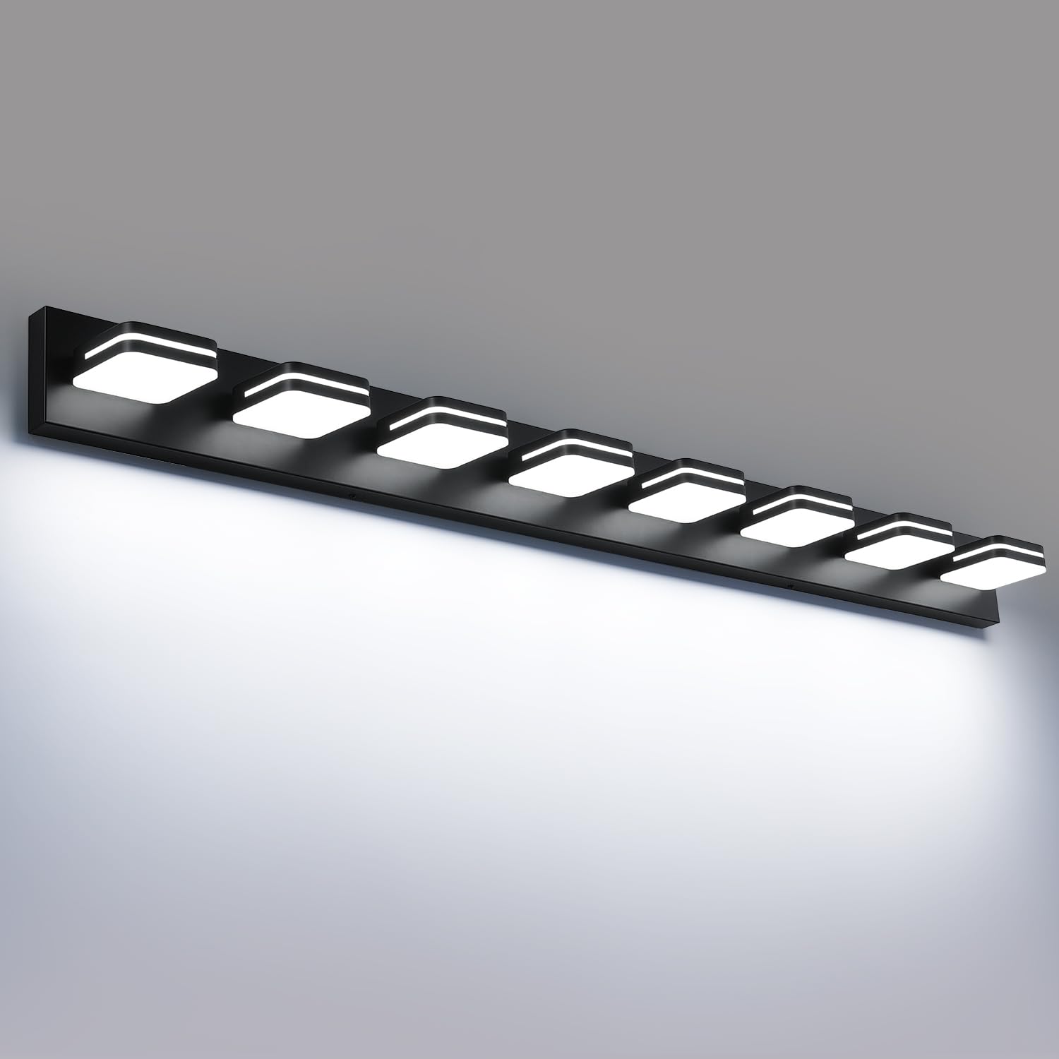 360° Rotate LED Bathroom Vanity Light Fixtures, 1300LM Acrylic Brushed Nickel Vanity Lights for Bathroom, Modern Wall Lighting Fixtures Over Mirror Kitchen Living Hallway (Natural White Light 5000K)