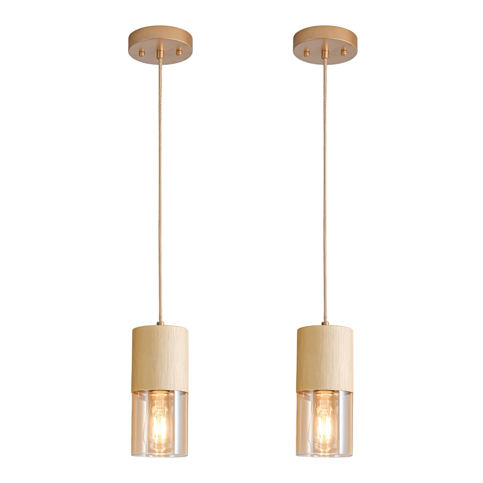 2-Pack Black Pendant Light Fixtures, Adjustable Modern Pendant Lights for Kitchen Island, Industrial Glass Pendant Lights for Dining Table Hallway Bedroom Living Room