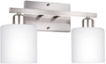 Bathroom Light Fixtures Over Mirror Brushed Nickel, Rustproof 3-Light Bathroom Vanity Lights, 18 Inches Modern Wall Sconces E26 Base, Milky White Glass Shades, Bulbs Not Included