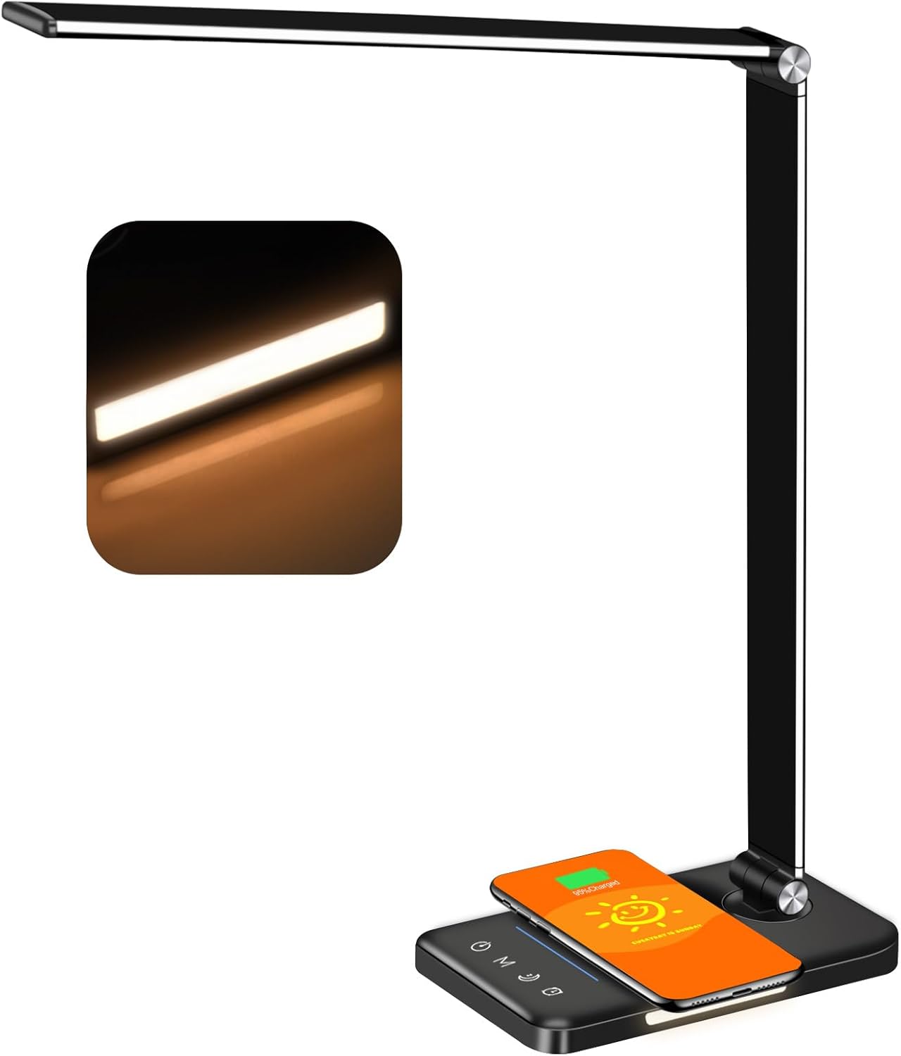 AFROG 8-in-1 LED Desk Lamp with 10W Fast Wireless Charger,USB Charging Port,Desk Lamps for Home Office,5 Color Mode 7 Brightness Desk Light Night Light,40Min Timer, Reading Table Lamp for Bedroom