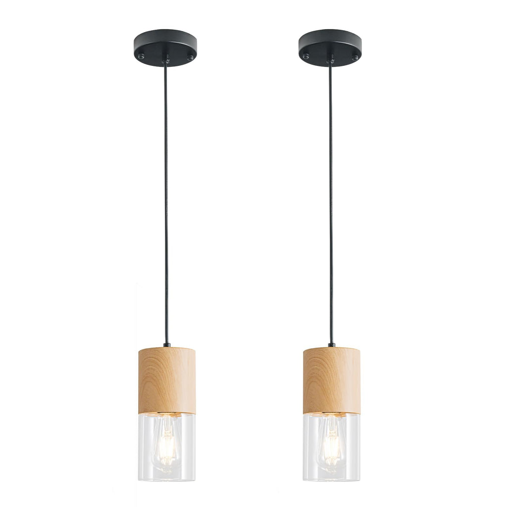 2-Pack Black Pendant Light Fixtures, Adjustable Modern Pendant Lights for Kitchen Island, Industrial Glass Pendant Lights for Dining Table Hallway Bedroom Living Room