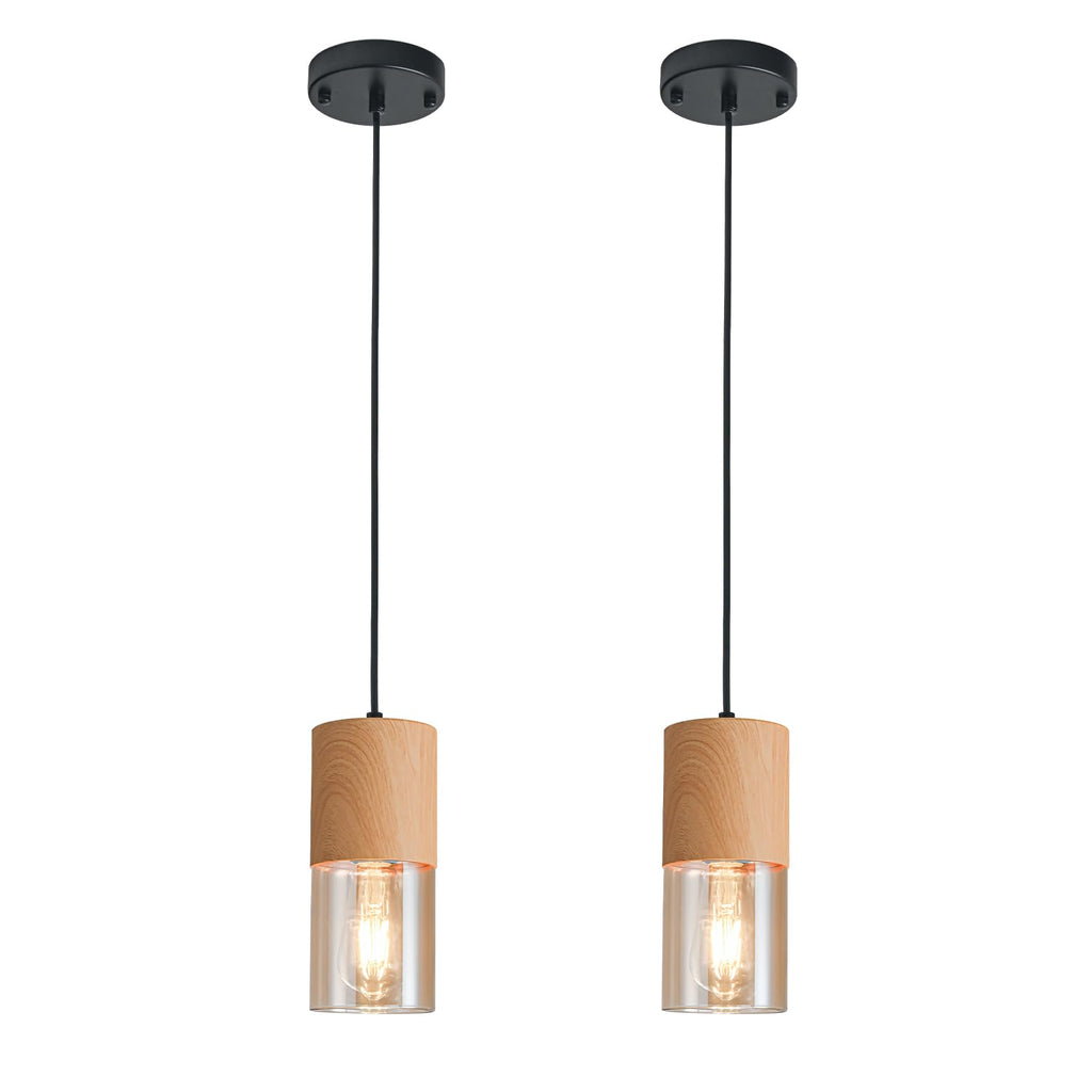 2-Pack Black Pendant Light Fixtures, Adjustable Modern Pendant Lights for Kitchen Island, Industrial Glass Pendant Lights for Dining Table Hallway Bedroom Living Room