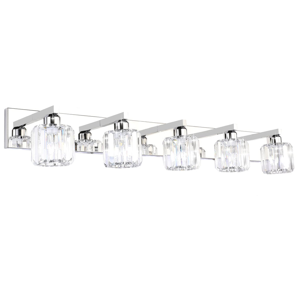 Brushed Nickel 3-Light Crystal Bathroom Vanity Light Fixture (Bulb Not Included)