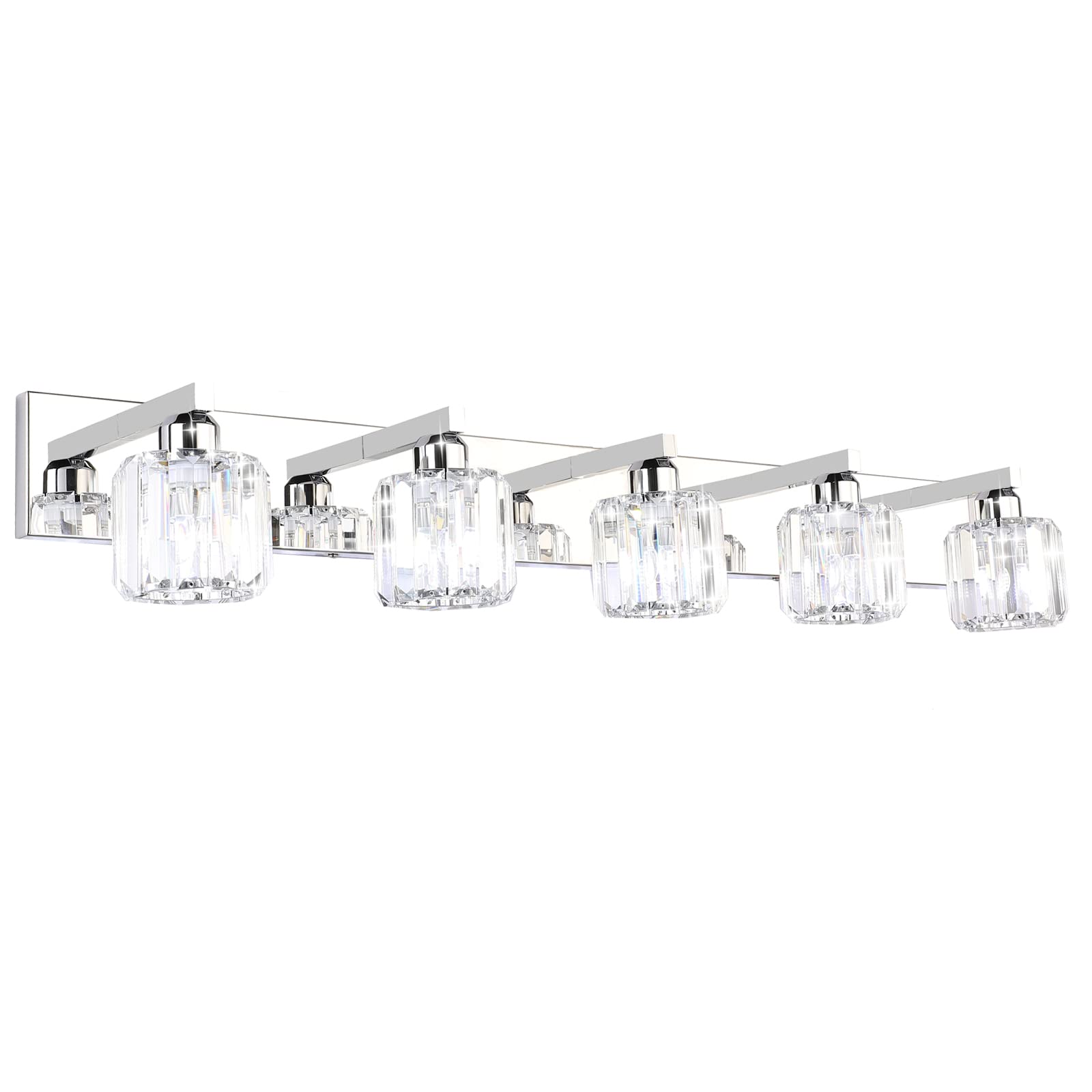 Brushed Nickel 3-Light Crystal Bathroom Vanity Light Fixture (Bulb Not Included)