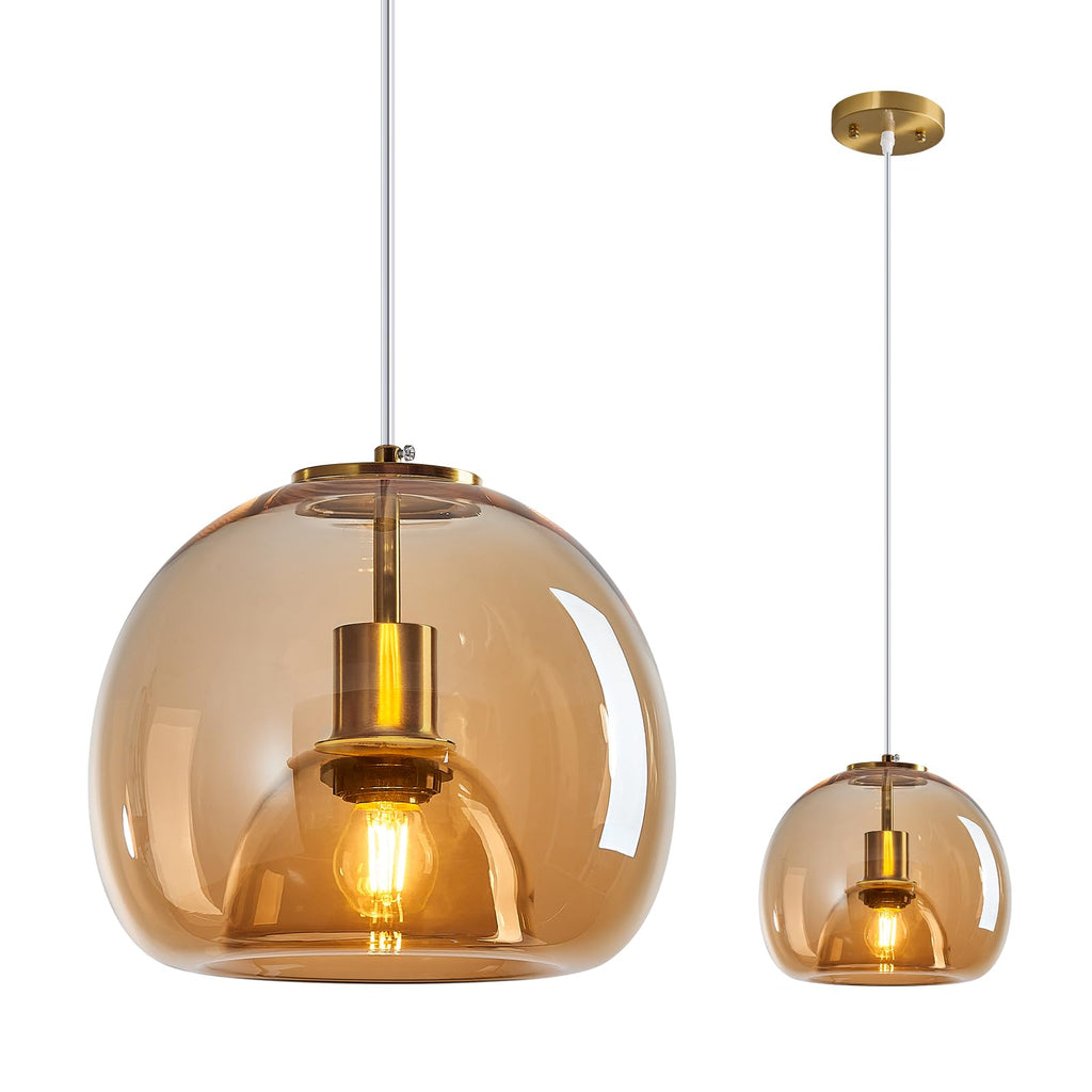 Mirror Smoke Gray Glass Pendant Lights Kitchen Island 2 Pack 7.87" Glass Globe Pendant Light Black Hanging Light Fixture Modern Pendant Lighting for Kitchen Island Bedroom Dining Room