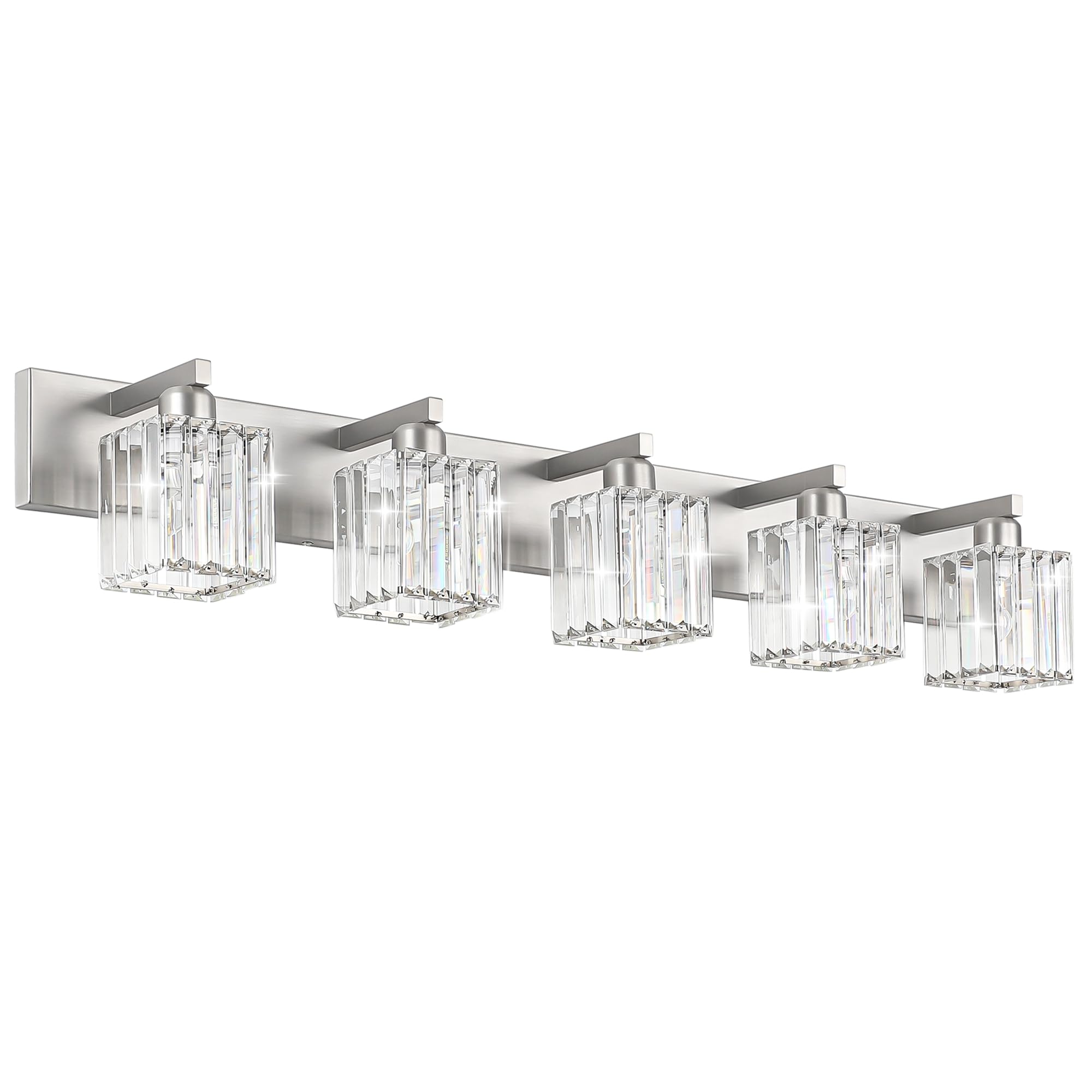 Brushed Nickel 3-Light Crystal Bathroom Vanity Light Fixture (Bulb Not Included)
