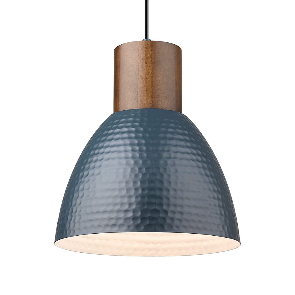 ELYONA 2 Pack Hammered Pendant Lights, 10.2” Industrial Metal Solid Wood Hanging Lamp, Modern Island Pendant Light Fixtures for Kitchen Bar, Farmhouse Dining Room, Bedroom, Living Room, Office, Black