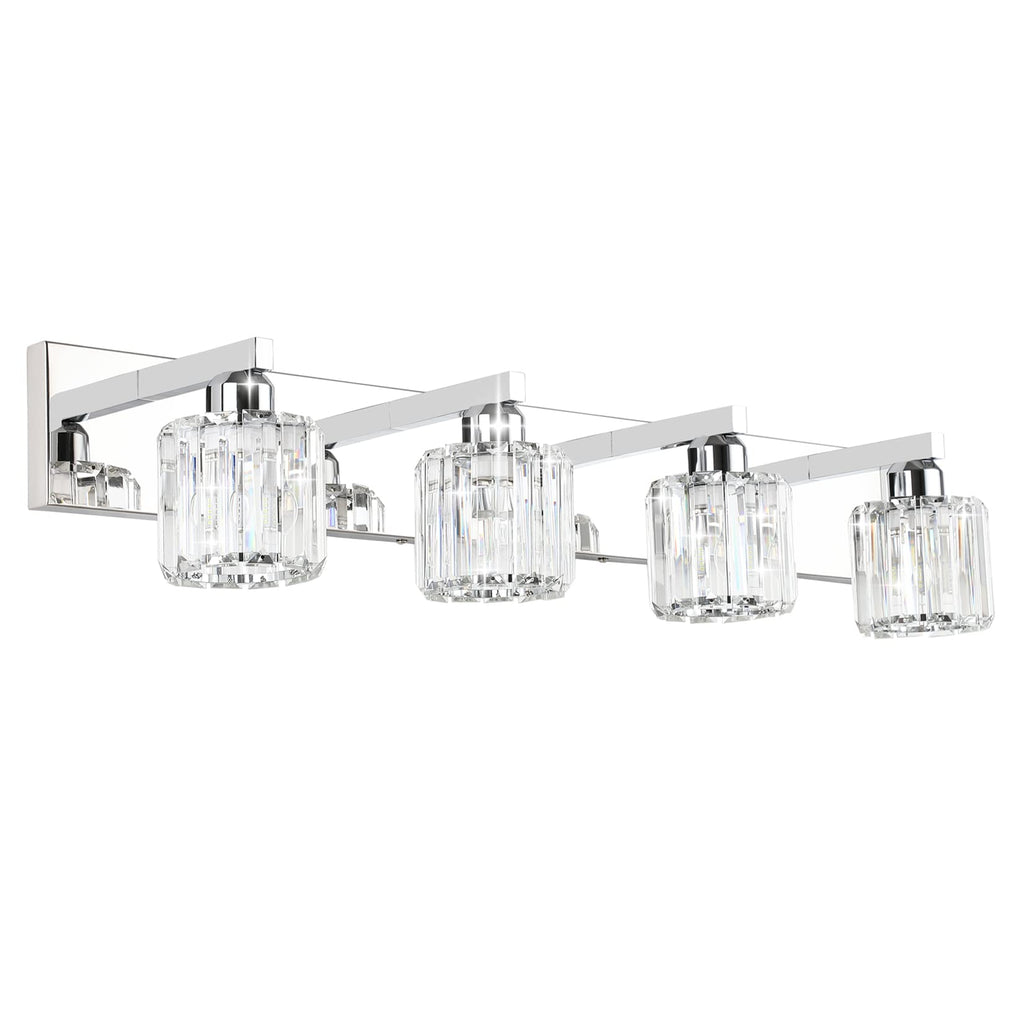Brushed Nickel 3-Light Crystal Bathroom Vanity Light Fixture (Bulb Not Included)