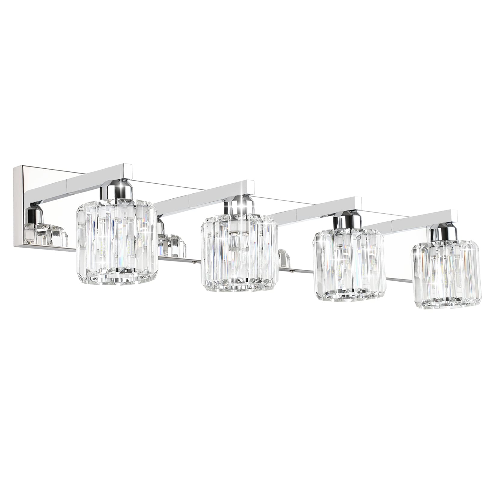 Brushed Nickel 3-Light Crystal Bathroom Vanity Light Fixture (Bulb Not Included)
