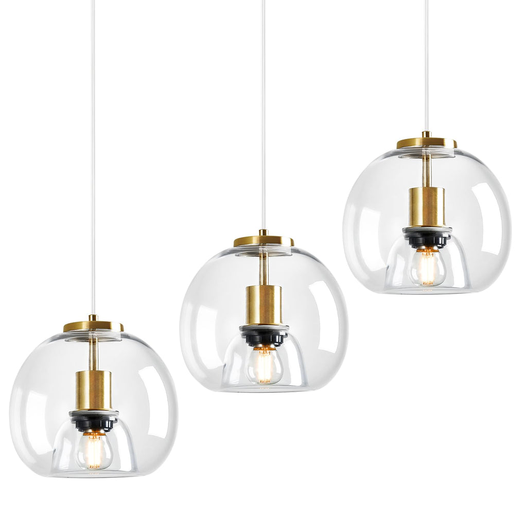 Mirror Smoke Gray Glass Pendant Lights Kitchen Island 2 Pack 7.87" Glass Globe Pendant Light Black Hanging Light Fixture Modern Pendant Lighting for Kitchen Island Bedroom Dining Room