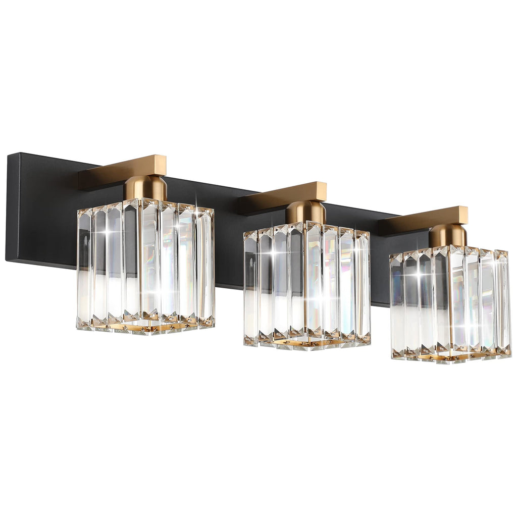 Brushed Nickel 3-Light Crystal Bathroom Vanity Light Fixture (Bulb Not Included)