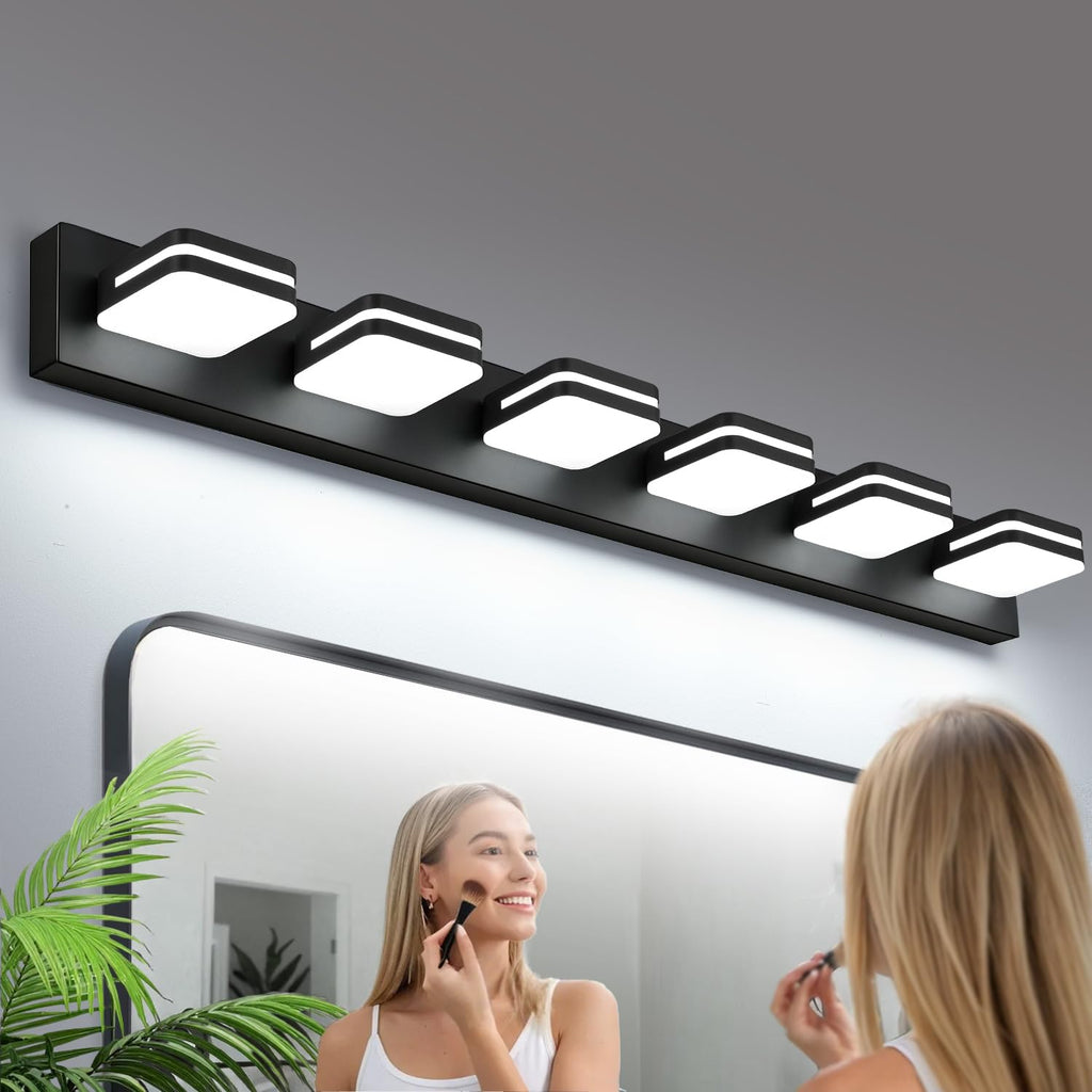 360° Rotate LED Bathroom Vanity Light Fixtures, 1300LM Acrylic Brushed Nickel Vanity Lights for Bathroom, Modern Wall Lighting Fixtures Over Mirror Kitchen Living Hallway (Natural White Light 5000K)