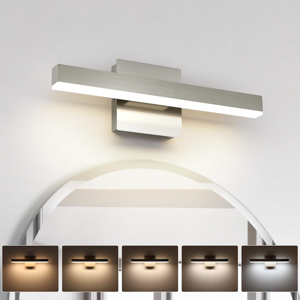 Joossnwell Brushed Nickel Vanity Light for Bathroom Lighting Fixtures Over Mirror Modern Bath Vanity Lights Bar 5CCT Diammable Bathroom Lights 31.5 inch ETL Certificated