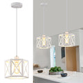 XSDeTu 2 Pack Farmhouse Pendant Lights, Modern Black Hanging Light Fixture with Hexagonal Cage, Industrial Metal Ceiling Lights, Adjustable Lantern Pendant Lighting for Kitchen Island Sink Hallway