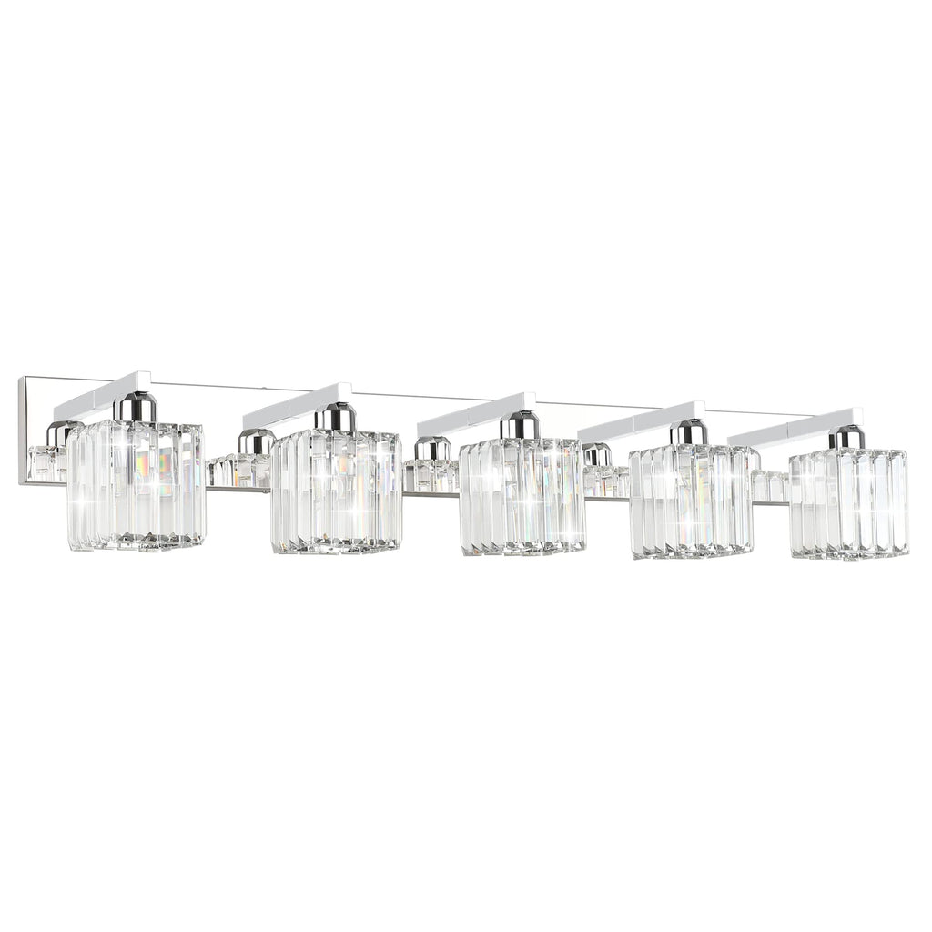 Brushed Nickel 3-Light Crystal Bathroom Vanity Light Fixture (Bulb Not Included)