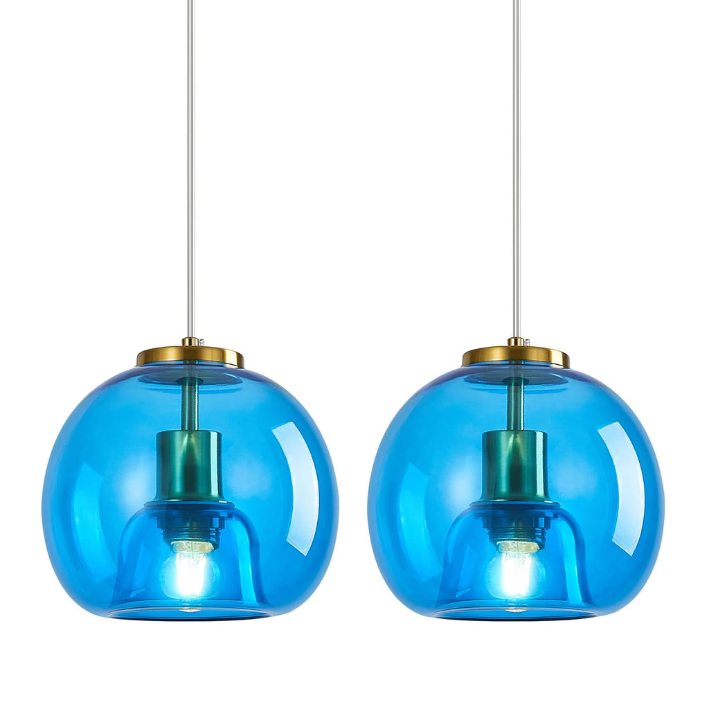 Mirror Smoke Gray Glass Pendant Lights Kitchen Island 2 Pack 7.87" Glass Globe Pendant Light Black Hanging Light Fixture Modern Pendant Lighting for Kitchen Island Bedroom Dining Room