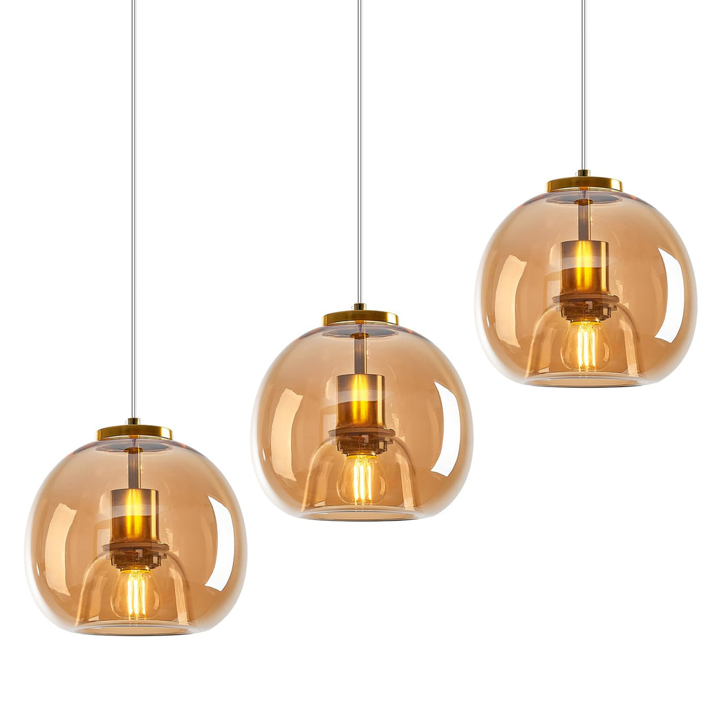 Mirror Smoke Gray Glass Pendant Lights Kitchen Island 2 Pack 7.87" Glass Globe Pendant Light Black Hanging Light Fixture Modern Pendant Lighting for Kitchen Island Bedroom Dining Room