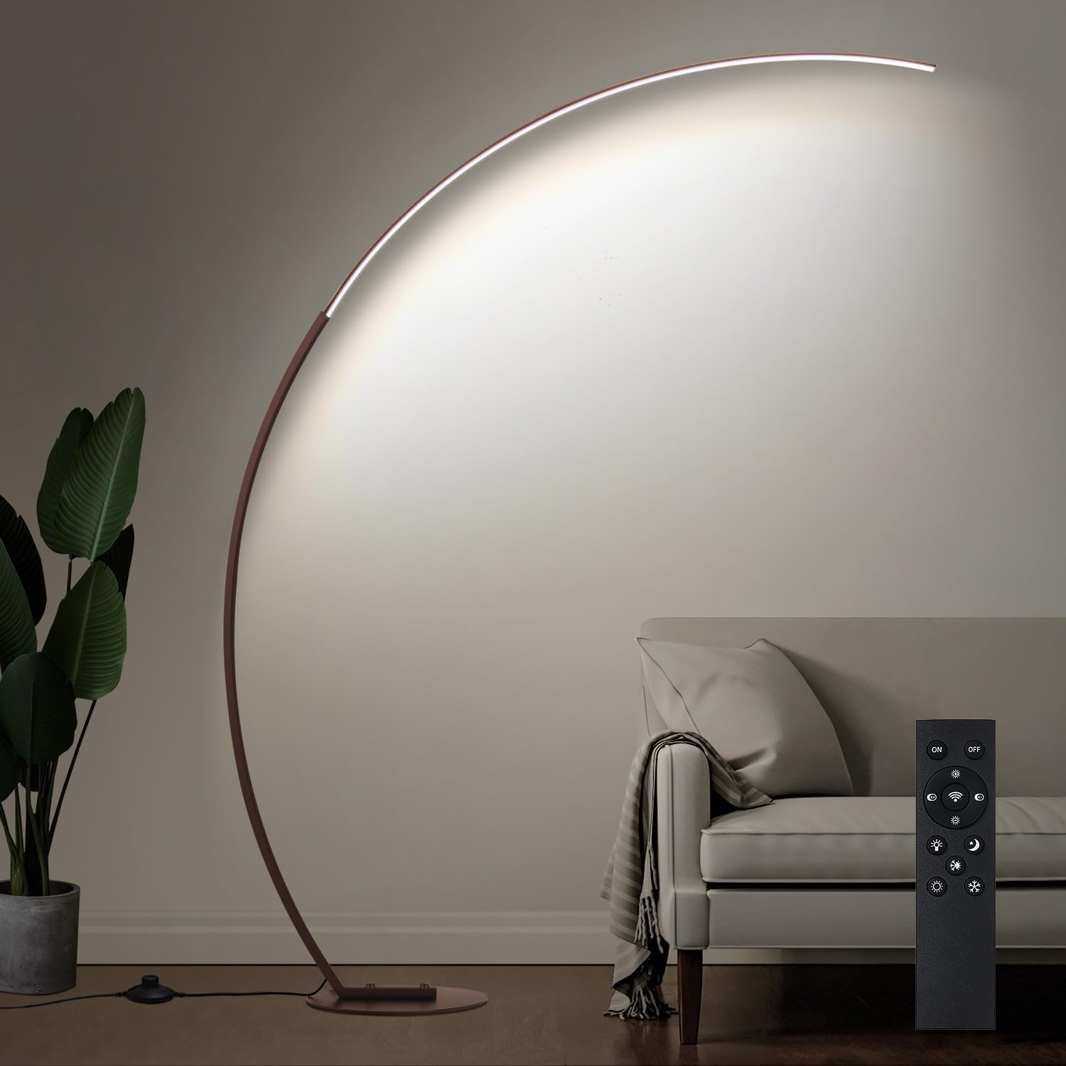 Dimmable LED Floor Lamp with 3 Color Temperatures, Ultra Bright 2000LM Gold Arc Floor Lamp, Modern Standing Tall Lamp with Remote Control Reading Floor for Bedroom Use Lamp for Office Classroom