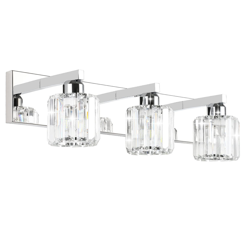 Brushed Nickel 3-Light Crystal Bathroom Vanity Light Fixture (Bulb Not Included)