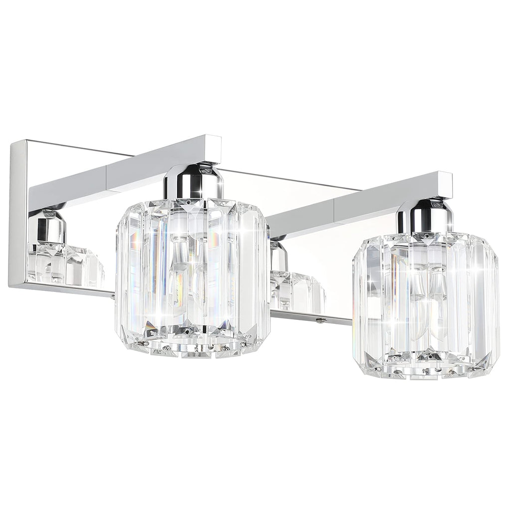Brushed Nickel 3-Light Crystal Bathroom Vanity Light Fixture (Bulb Not Included)