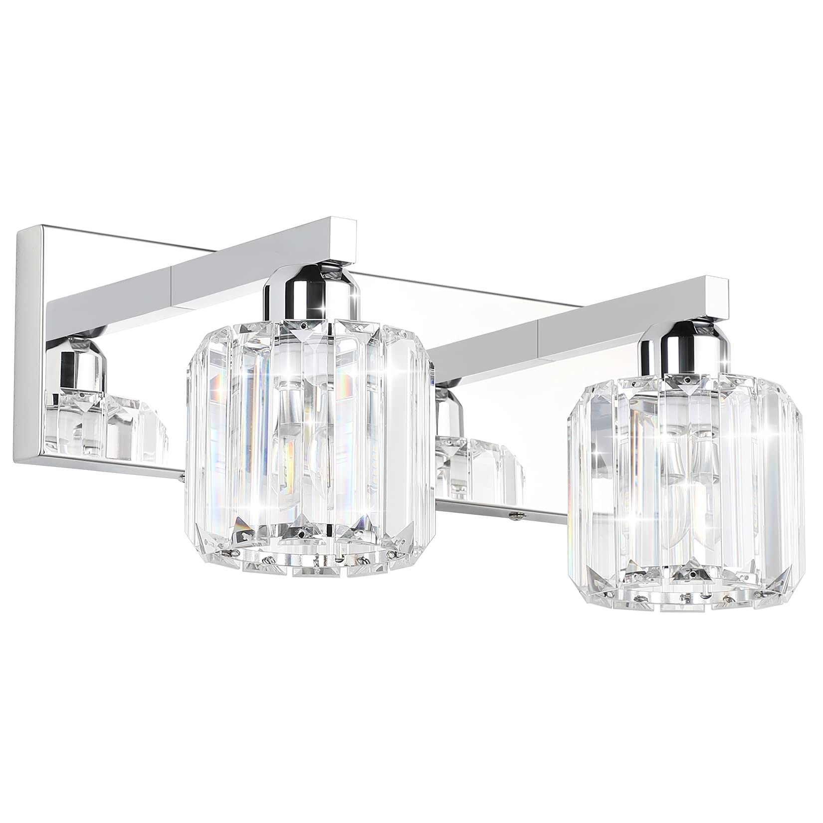 Brushed Nickel 3-Light Crystal Bathroom Vanity Light Fixture (Bulb Not Included)