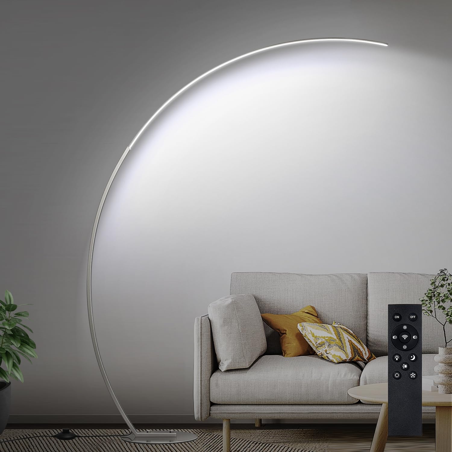 Dimmable LED Lamps for Living Room with 3 Color Temperatures, Ultra Bright 2000LM Arc Floor Lamps, Modern Standing Tall Lamp with Remote Control Reading Floor Lamp for Bedroom Office Classroom
