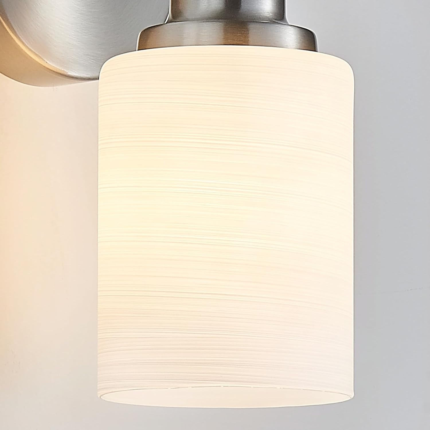 4-Light Brushed Nickel Vanity Lights for Mirror, Bathroom Light Fixtures with Textured Milky White Glass Shade, Modern Kitchen Light Fixtures Wall Sconce Light - E26 Base