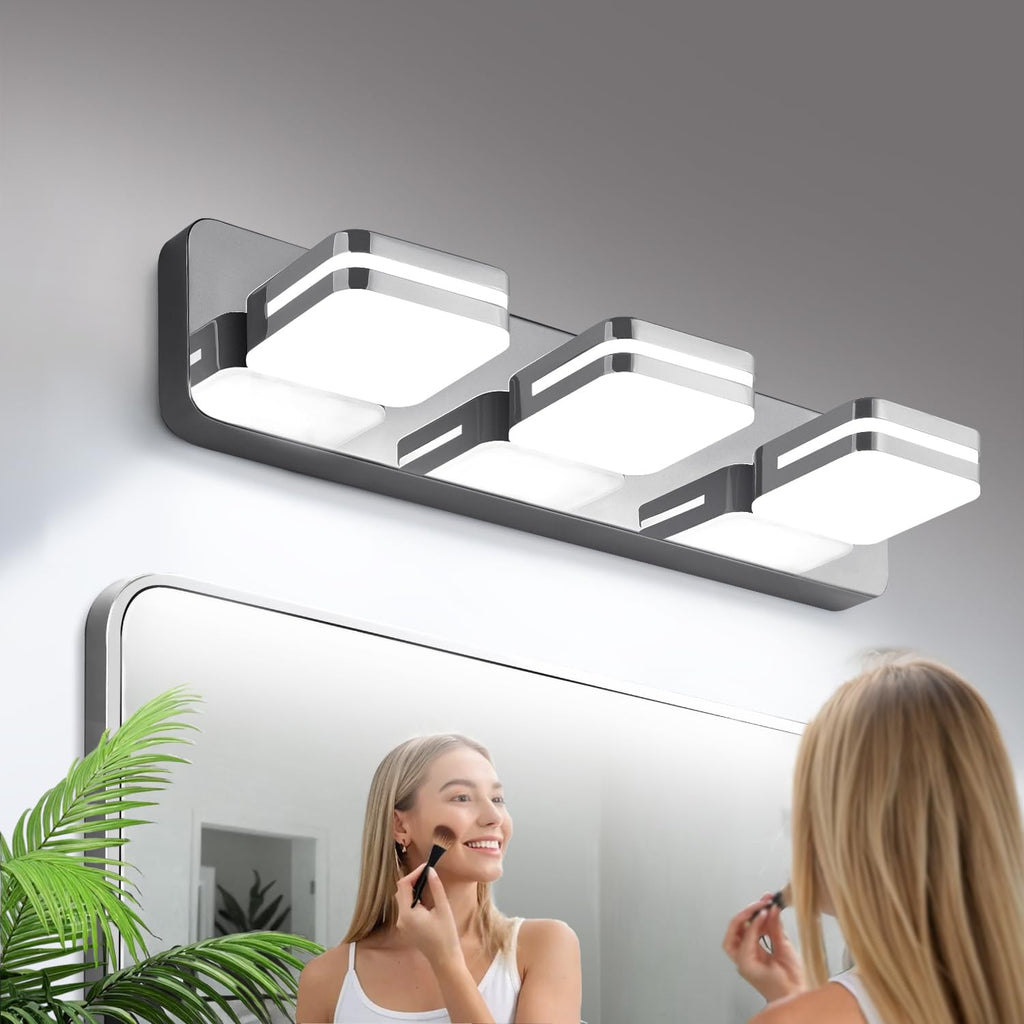 360° Rotate LED Bathroom Vanity Light Fixtures, 1300LM Acrylic Brushed Nickel Vanity Lights for Bathroom, Modern Wall Lighting Fixtures Over Mirror Kitchen Living Hallway (Natural White Light 5000K)