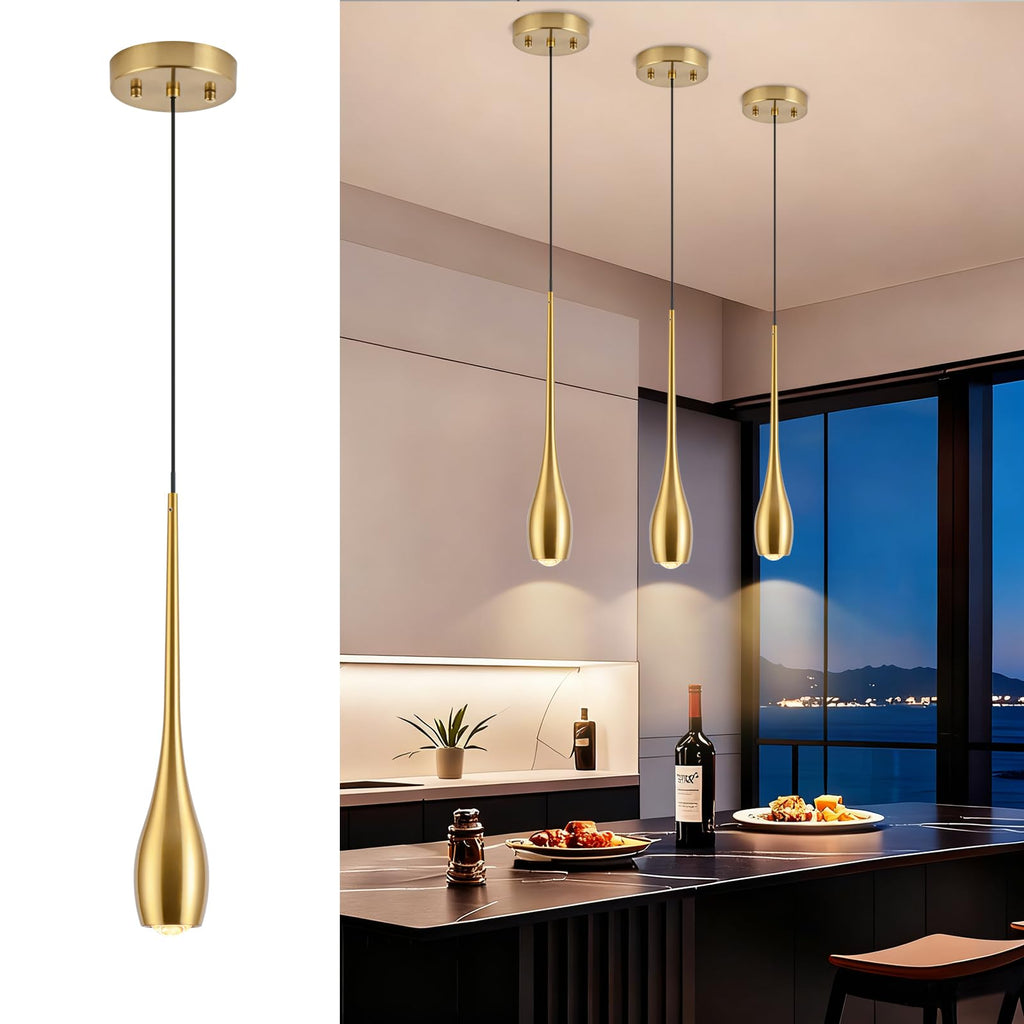 Black Pendant Light for Kitchen Island, LED Dimmable Pendant Light fixtures, Small Modern Industrial Hanging Pendant Light for Over Sink, Bar, Dining Room, Bedside（1-Pack）