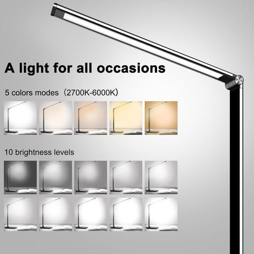 AFROG 8-in-1 LED Desk Lamp with 10W Fast Wireless Charger,USB Charging Port,Desk Lamps for Home Office,5 Color Mode 7 Brightness Desk Light Night Light,40Min Timer, Reading Table Lamp for Bedroom