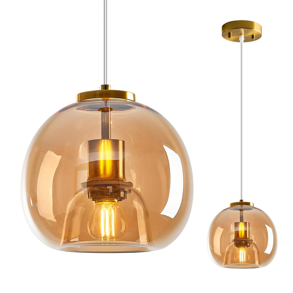 Mirror Smoke Gray Glass Pendant Lights Kitchen Island 2 Pack 7.87" Glass Globe Pendant Light Black Hanging Light Fixture Modern Pendant Lighting for Kitchen Island Bedroom Dining Room
