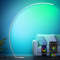 RGB Floor Lamp with 3 Color Temperatures, Ultra Bright 1800LM Smart Arc LED Floor Lamp with Remote Control, Music Sync, Scene Modes, Modern Standing Tall Lamp for Bedroom Living Room Gaming Rooms
