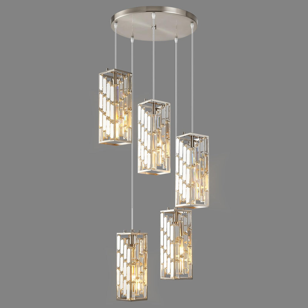 Black Pendant Lighting Modern Pendant Light, Mini Crystal Chandeliers,Adjustable Pendant Light Fixture for Kitchen Island Dinning Room Bedroom (3 Pack)