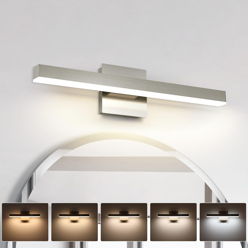 Joossnwell Brushed Nickel Vanity Light for Bathroom Lighting Fixtures Over Mirror Modern Bath Vanity Lights Bar 5CCT Diammable Bathroom Lights 31.5 inch ETL Certificated