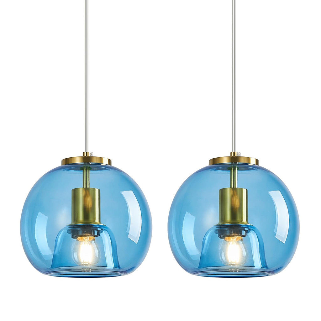 Mirror Smoke Gray Glass Pendant Lights Kitchen Island 2 Pack 7.87" Glass Globe Pendant Light Black Hanging Light Fixture Modern Pendant Lighting for Kitchen Island Bedroom Dining Room