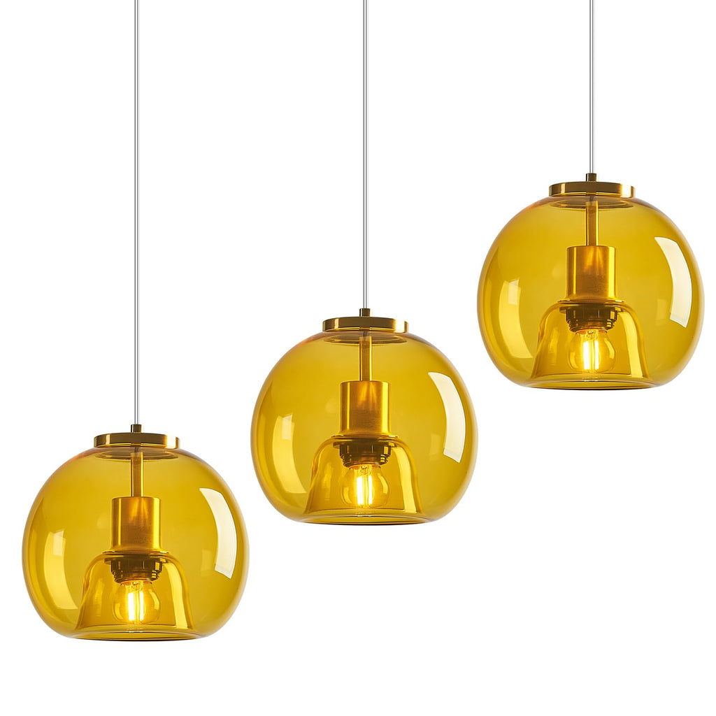 Mirror Smoke Gray Glass Pendant Lights Kitchen Island 2 Pack 7.87" Glass Globe Pendant Light Black Hanging Light Fixture Modern Pendant Lighting for Kitchen Island Bedroom Dining Room