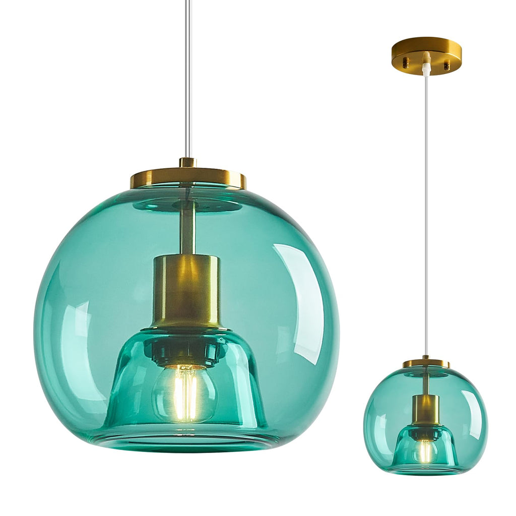 Mirror Smoke Gray Glass Pendant Lights Kitchen Island 2 Pack 7.87" Glass Globe Pendant Light Black Hanging Light Fixture Modern Pendant Lighting for Kitchen Island Bedroom Dining Room