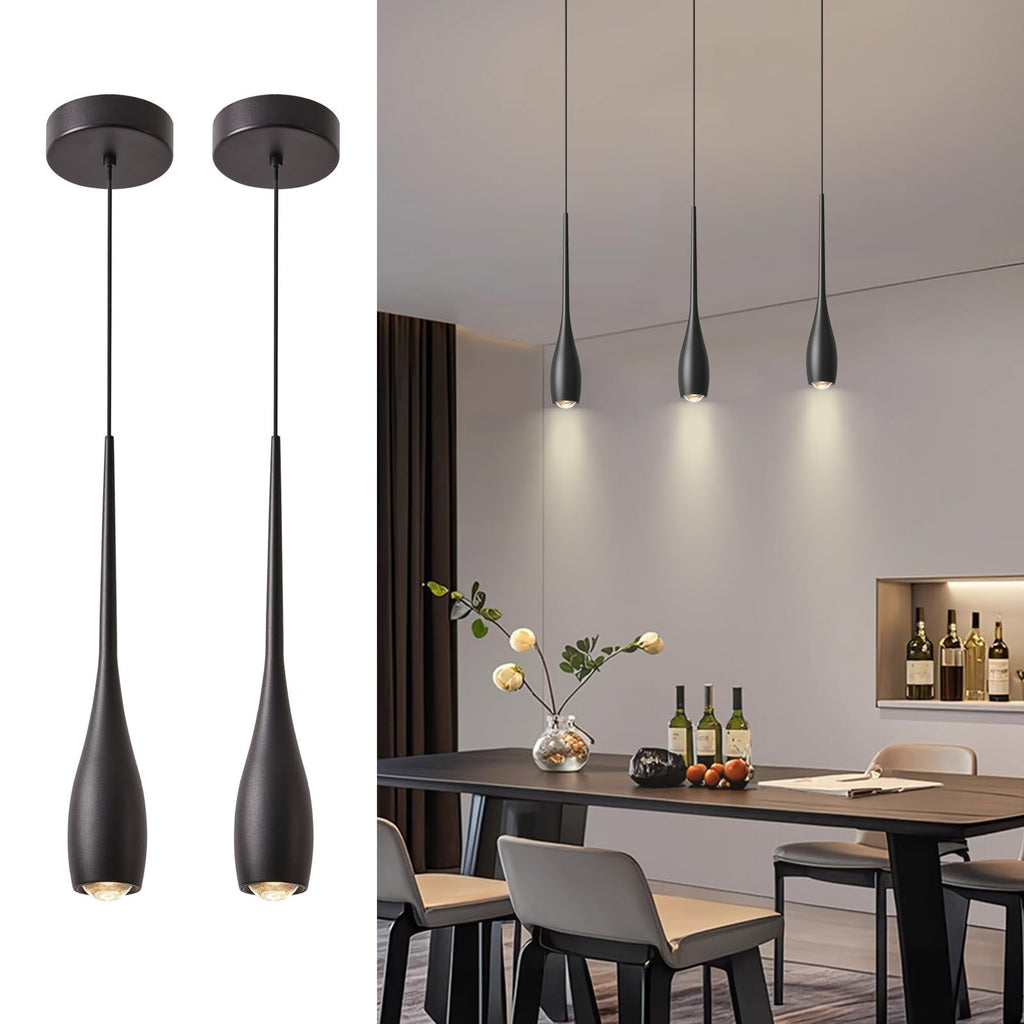 Black Pendant Light for Kitchen Island, LED Dimmable Pendant Light fixtures, Small Modern Industrial Hanging Pendant Light for Over Sink, Bar, Dining Room, Bedside（1-Pack）