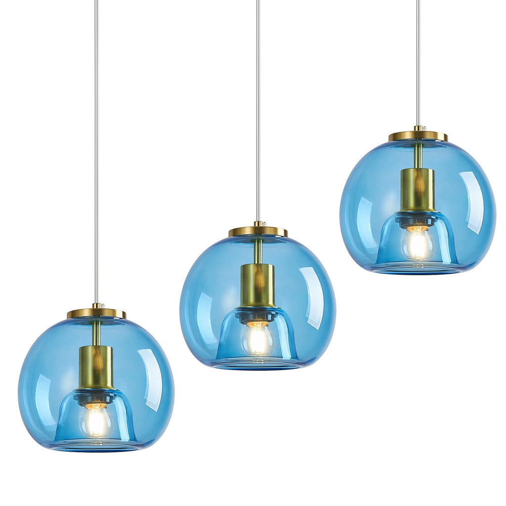 Mirror Smoke Gray Glass Pendant Lights Kitchen Island 2 Pack 7.87" Glass Globe Pendant Light Black Hanging Light Fixture Modern Pendant Lighting for Kitchen Island Bedroom Dining Room