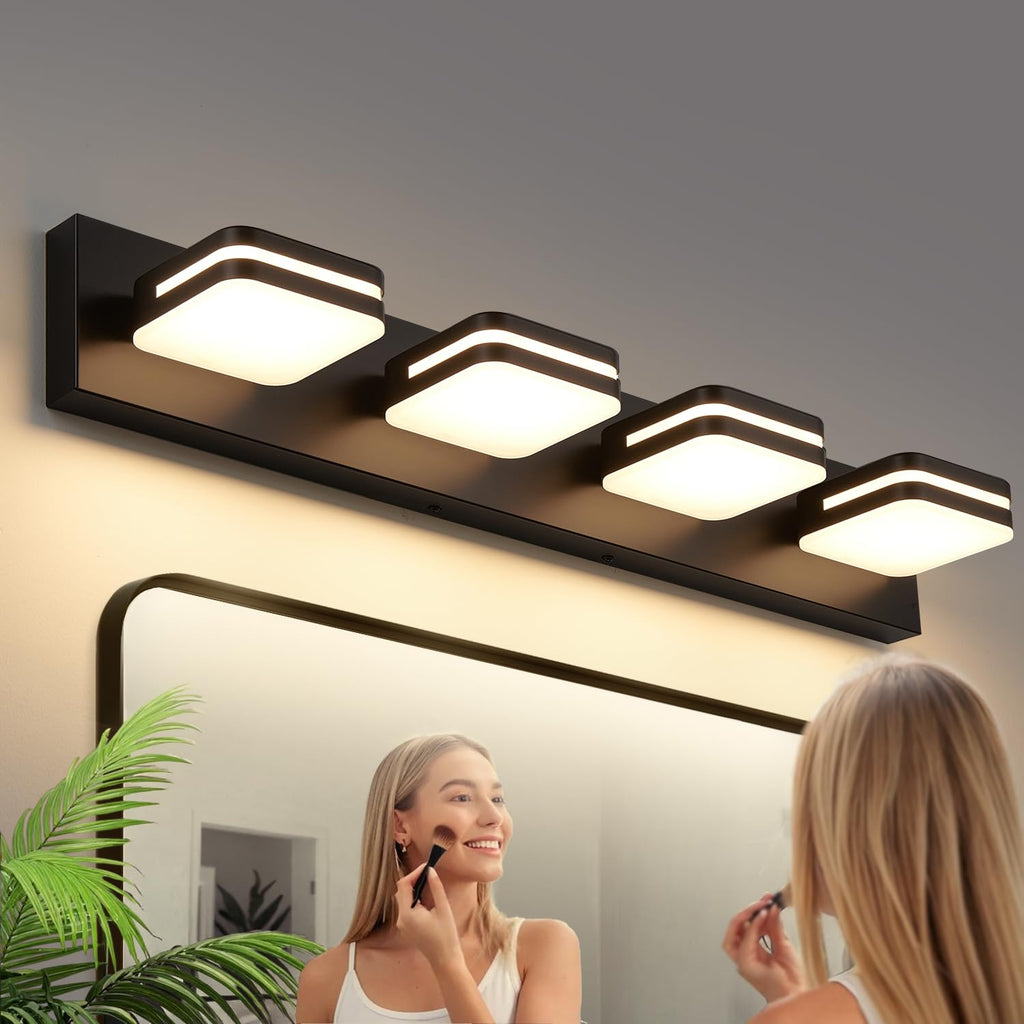 360° Rotate LED Bathroom Vanity Light Fixtures, 1300LM Acrylic Brushed Nickel Vanity Lights for Bathroom, Modern Wall Lighting Fixtures Over Mirror Kitchen Living Hallway (Natural White Light 5000K)